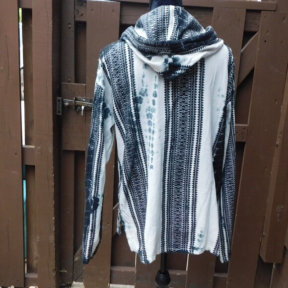 Beach by Exist XL B&W Embroidered Tie Dye Boho Hippie Hoodie Sweatshirt - Picture 4 of 4
